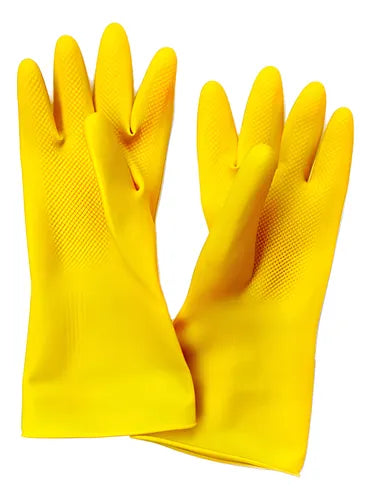 Guante Satinado Amarillo Ambiderm Guantes de Látex para Limpieza y Uso Profesional Par