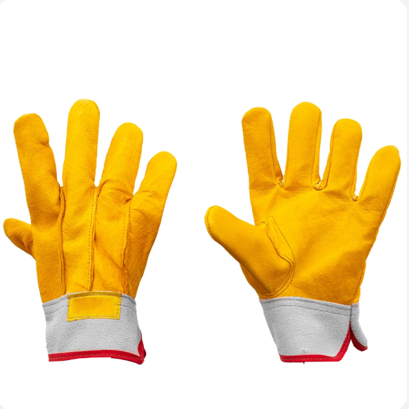 Guante de Piel Tipo Electricista Amarillo Carnaza de Calidad Par