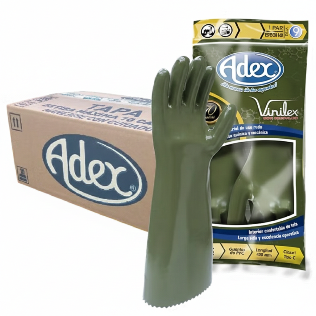 Guante de PVC Verde Vinilex 450 Adex Par