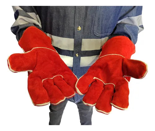 Guante Americano Rojo con Hilo Kevlar Protección Anticorte y Resistencia Industrial-4