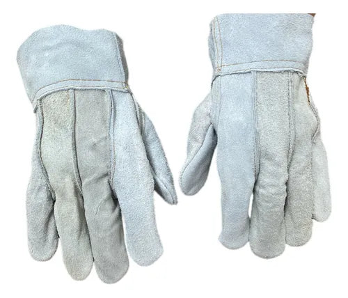 Guante de Carnaza Corto para Operador - Reforzado Gris - Par