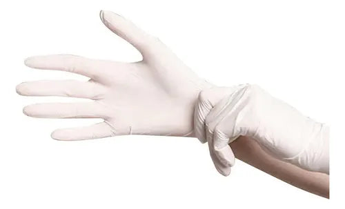 Guante de Látex Sin Polvo Color Natural Extra Ambiderm Guante Desechable de Alta Sensibilidad Caja con 100 Pza