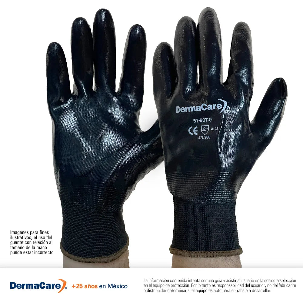 Guante de Nylon Recubierto de Nitrilo 51-907 Antideslizante y Resistente Industrial Par