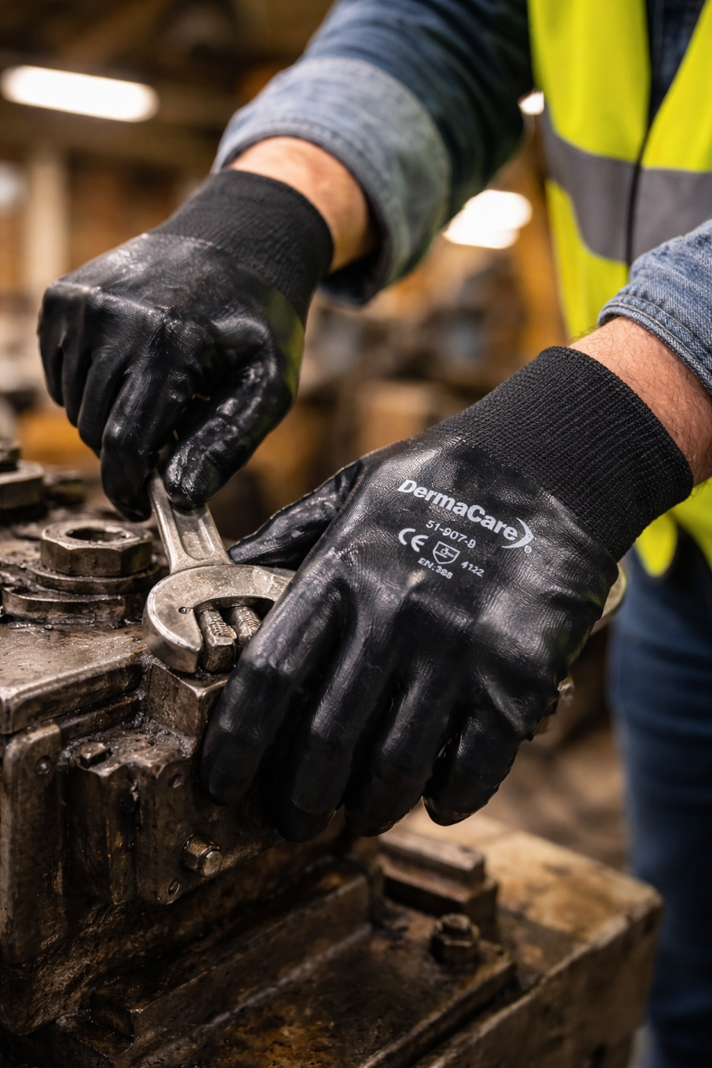 Guante de Nylon Recubierto de Nitrilo 51-907 Antideslizante y Resistente Industrial Par-3