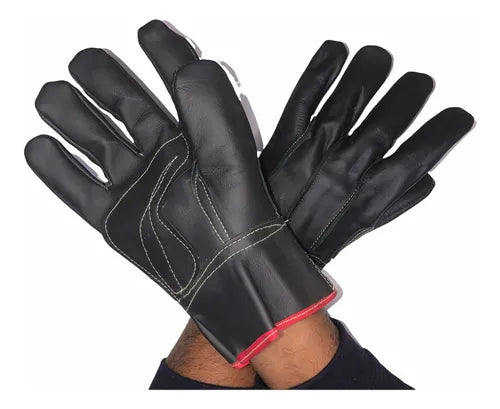 Guante de Piel para Operador Negro Protección y Resistencia para Trabajo Industrial Par-2