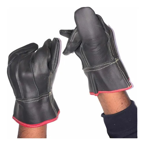 Guante de Piel para Operador Negro Protección y Resistencia para Trabajo Industrial Par-4