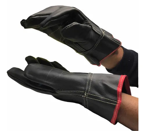 Guante de Piel para Operador Negro Protección y Resistencia para Trabajo Industrial Par-3