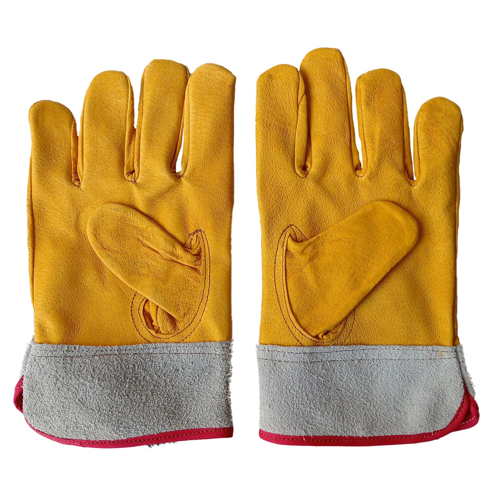 Guante de Piel Tipo Electricista Amarillo Carnaza de Calidad Par-3