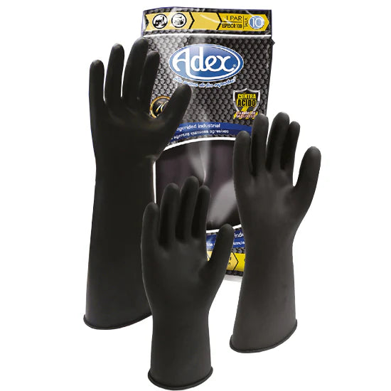 Guante Industrial Negro Contra Ácidos ADEX Protección Química de Alta Resistencia Par-3