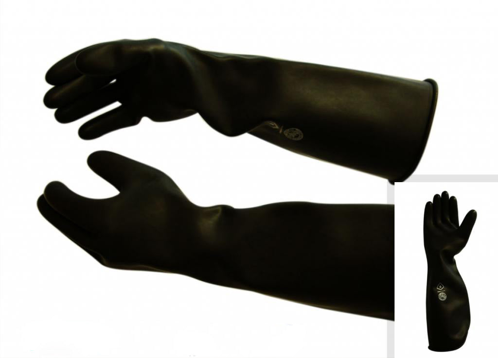 Guante Industrial Negro Contra Ácidos ADEX Protección Química de Alta Resistencia Par-4