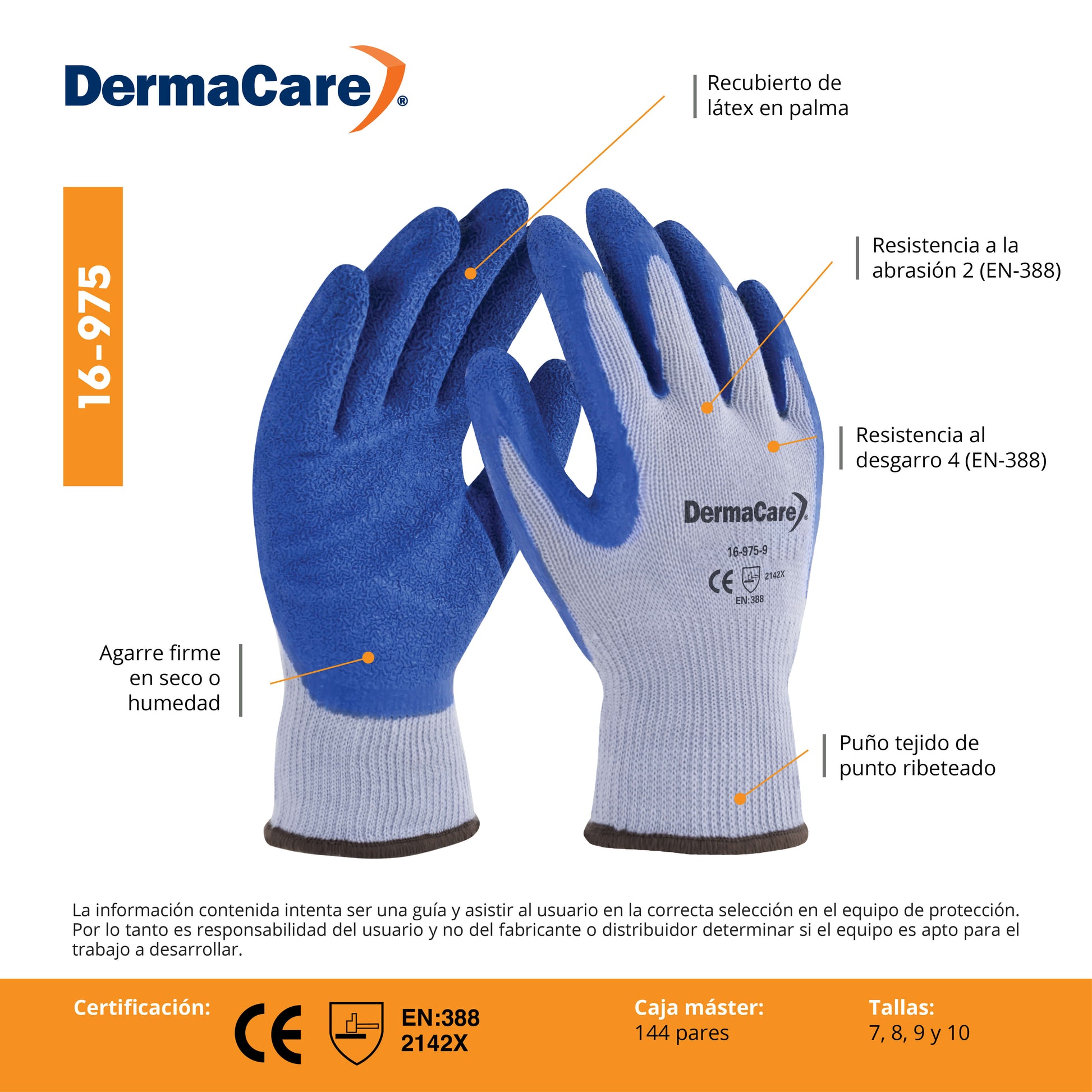 Guante Japonés Palma de Látex 16-975 Agarre Seguro y Protección Industrial Par-2