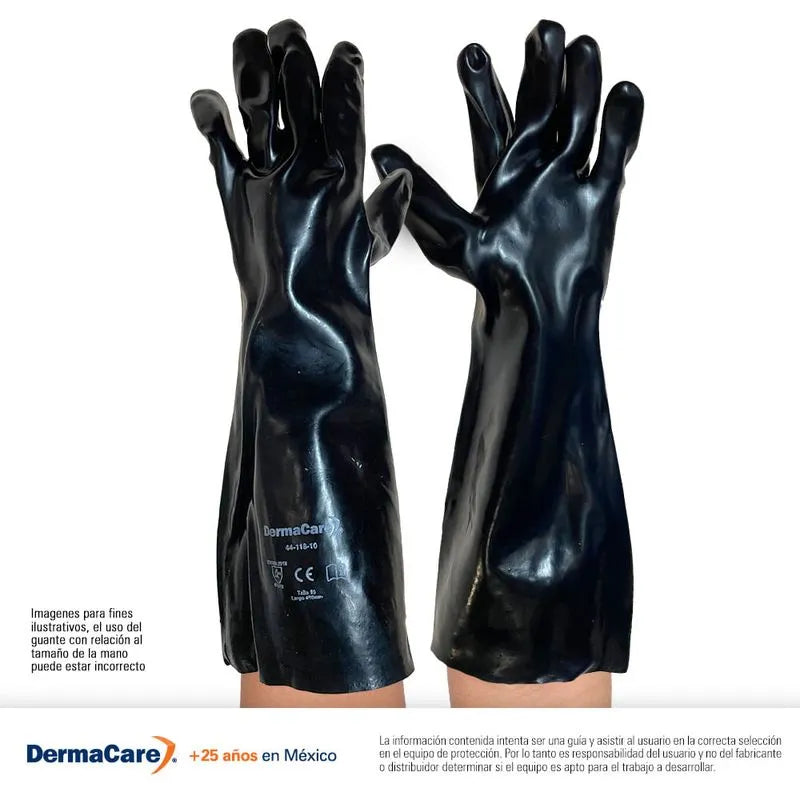 Guante Negro de PVC 44-118 Protección Industrial Contra Químicos y Humedad Par