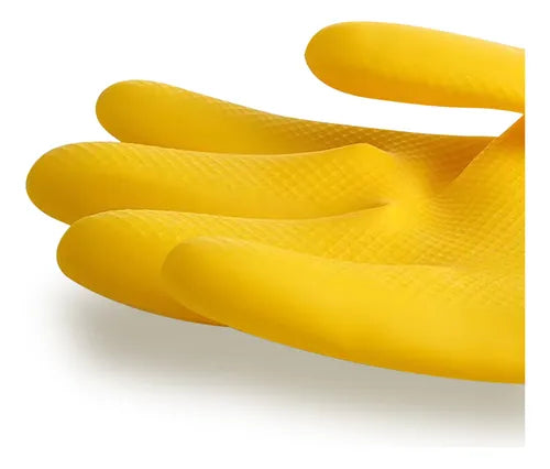 Guante Satinado Amarillo Ambiderm Guantes de Látex para Limpieza y Uso Profesional Par-2