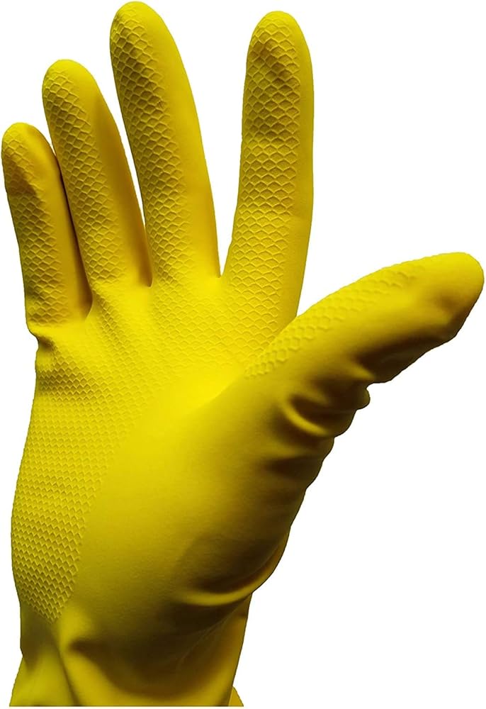 Guante Satinado Amarillo Ambiderm Guantes de Látex para Limpieza y Uso Profesional Par-3