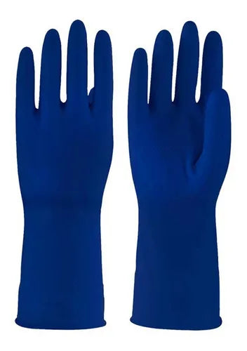 Guante Satinado Azul Guantes de Látex Reutilizables para Limpieza y Mantenimiento Par
