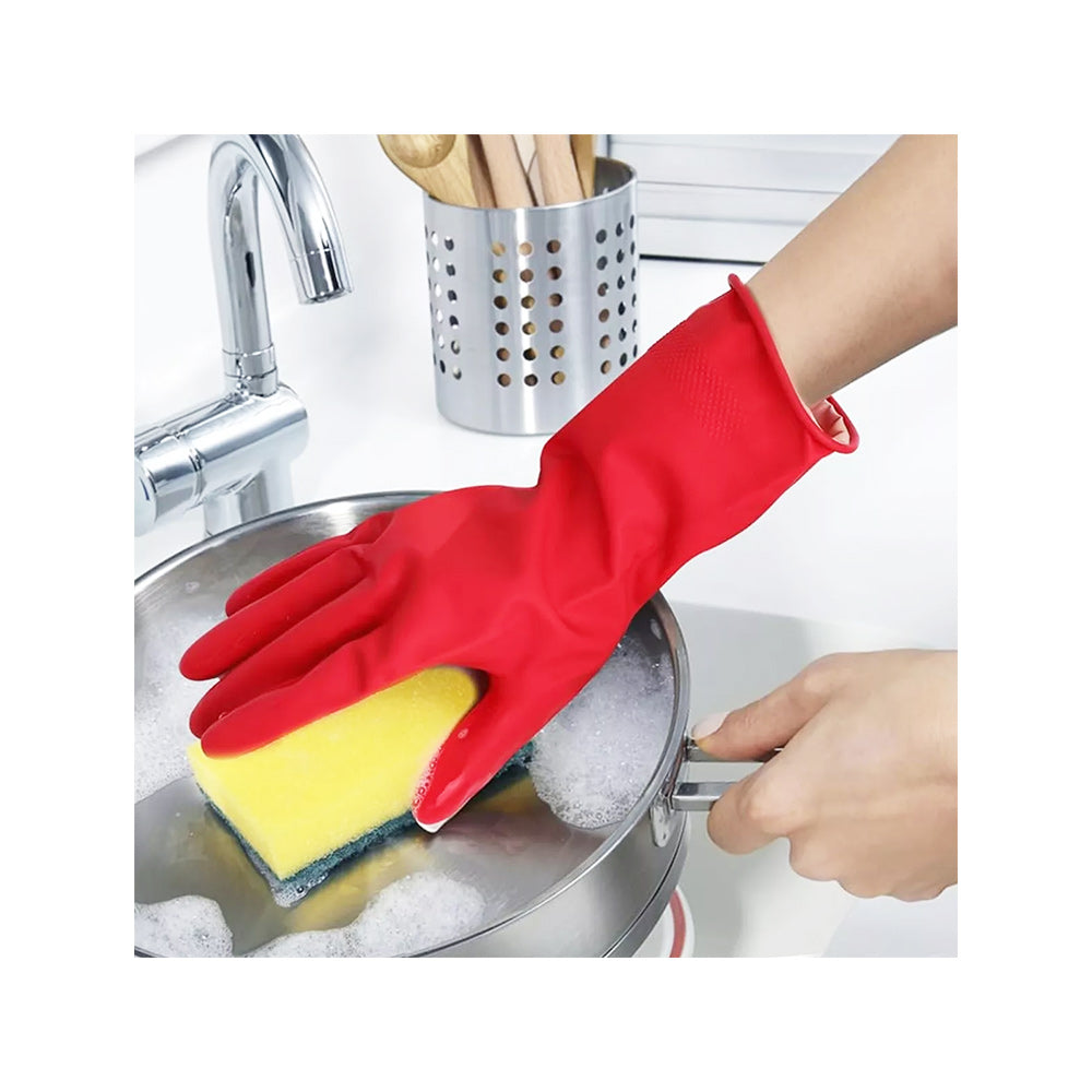 Guante Satinado Rojo Ambiderm Guantes de Látex para Limpieza y Uso Doméstico e Industrial Par-2