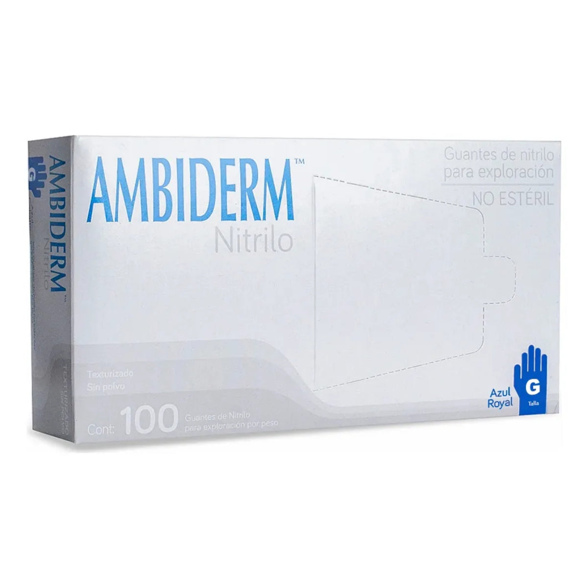 Guante De Nitrilo Ambiderm Azul Royal Caja Con 100 Piezas-1