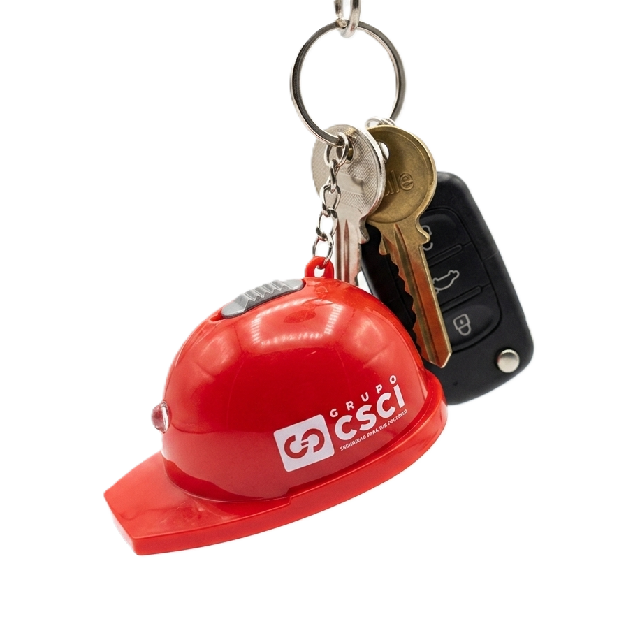 Llavero Casco de Seguridad CSCI 2-en-1: Linterna LED + Destapador-1