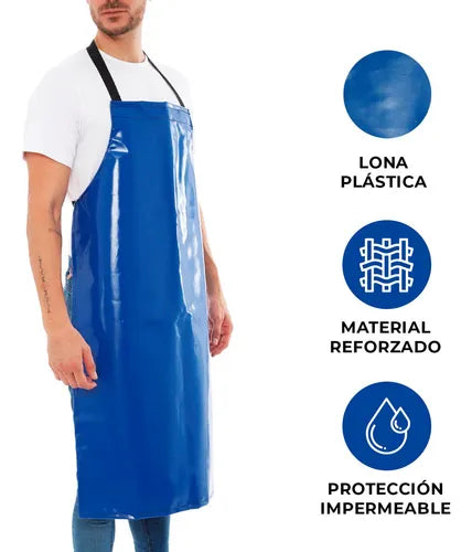 Mandil de PVC Azul Marino 60x90 cm Delantal Impermeable Industrial-3