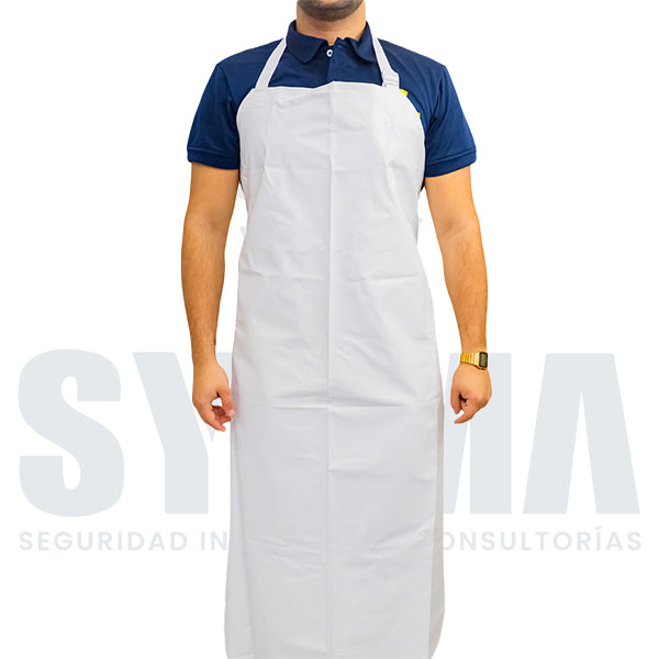 Mandil de PVC Blanco 90x120 cm Delantal Impermeable Industrial para Procesamiento de Alimentos-3