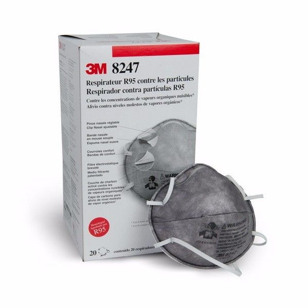 Mascarilla 3M 8247 R95 con Carbón Activado Protección contra Partículas y Olores Caja con 20 pza-1