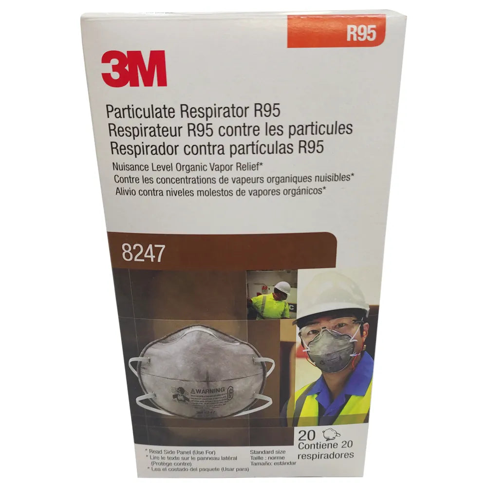 Mascarilla 3M 8247 R95 con Carbón Activado Protección contra Partículas y Olores Caja con 20 pza-3