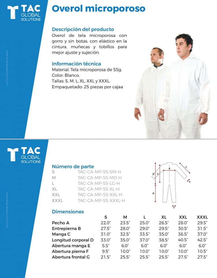 Overol Microporoso Blanco con Gorro TAC-3