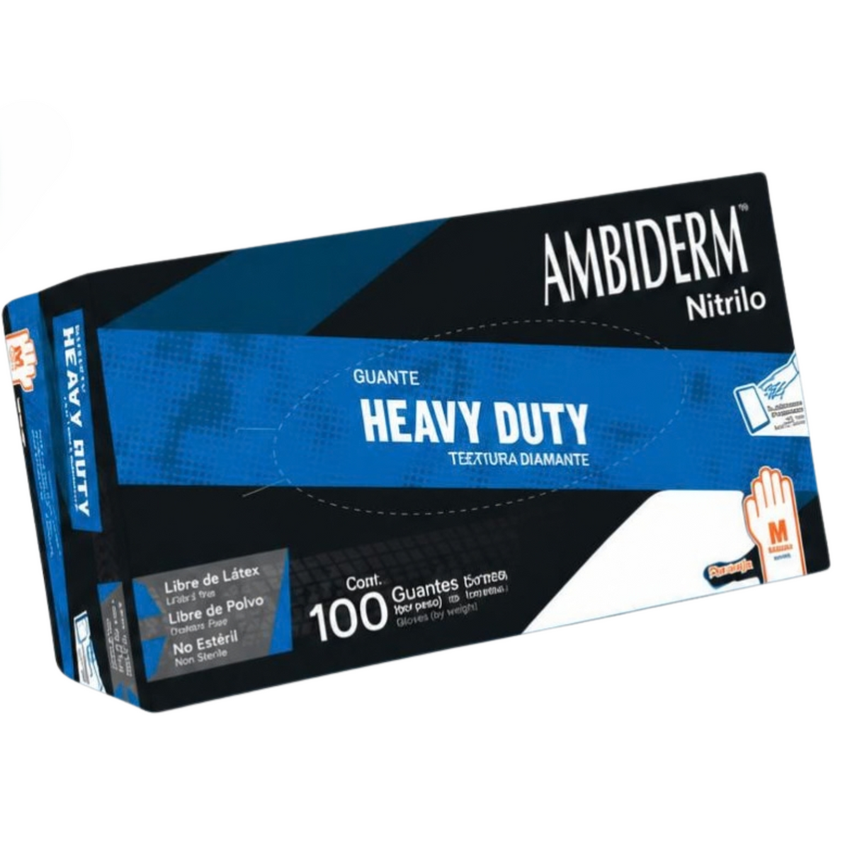 Guante Heavy Duty Textura Diamante Ambiderm Caja con 100 Piezas