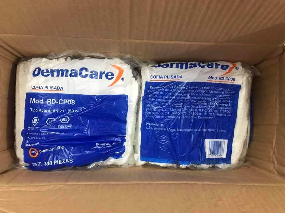 Cofia Plisada Blanca RD-CP08 Derma Care Protección Desechable para Cabello Paq C/100 PZA-4
