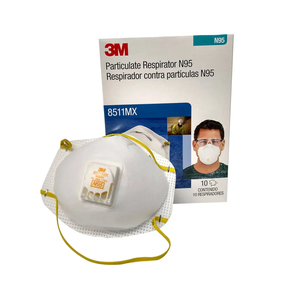 Respirador 3M 8511 N95 con Válvula Cool Flow Original Caja con 10 Piezas