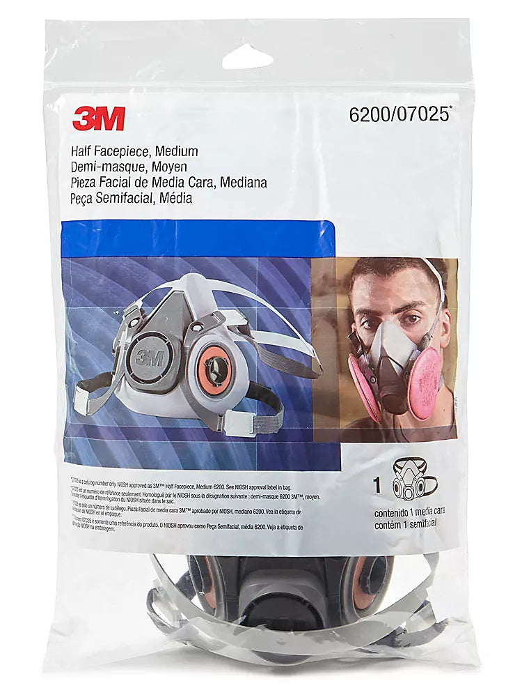Respirador Facial de Media Cara 6200 3M Protección Respiratoria Reutilizable