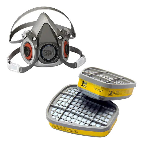 Respirador Facial de Media Cara 6200 3M Protección Respiratoria Reutilizable-4