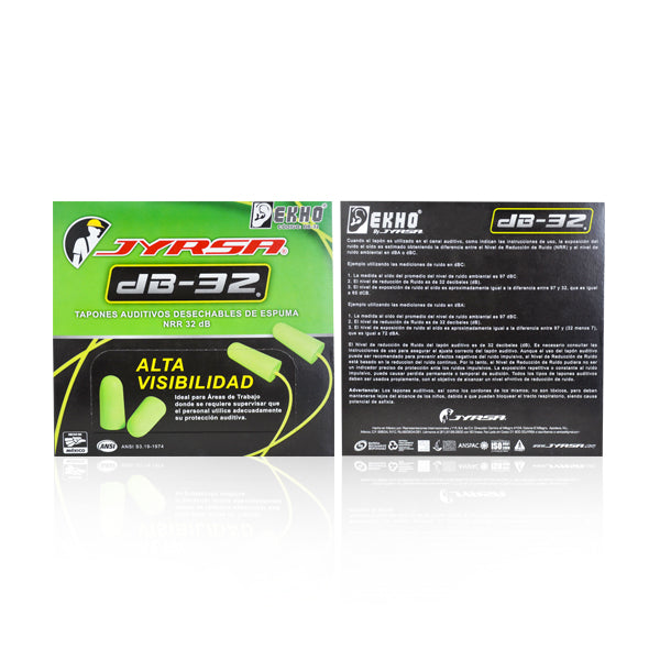 Tapones Auditivos Jyrsa DB-32 con Cordón Protección Auditiva 32 dB Caja con 100 Piezas-3