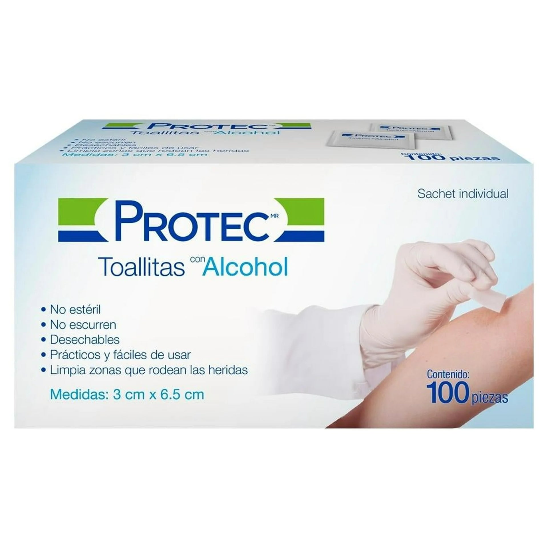 Toallitas con Alcohol Protec 100 Piezas