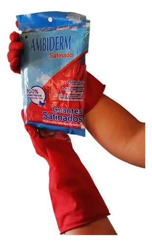 Guante Satinado Rojo Ambiderm Par-3