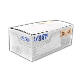 Cubrebocas Quirúrgico Blanco Ambiderm 50 Piezas