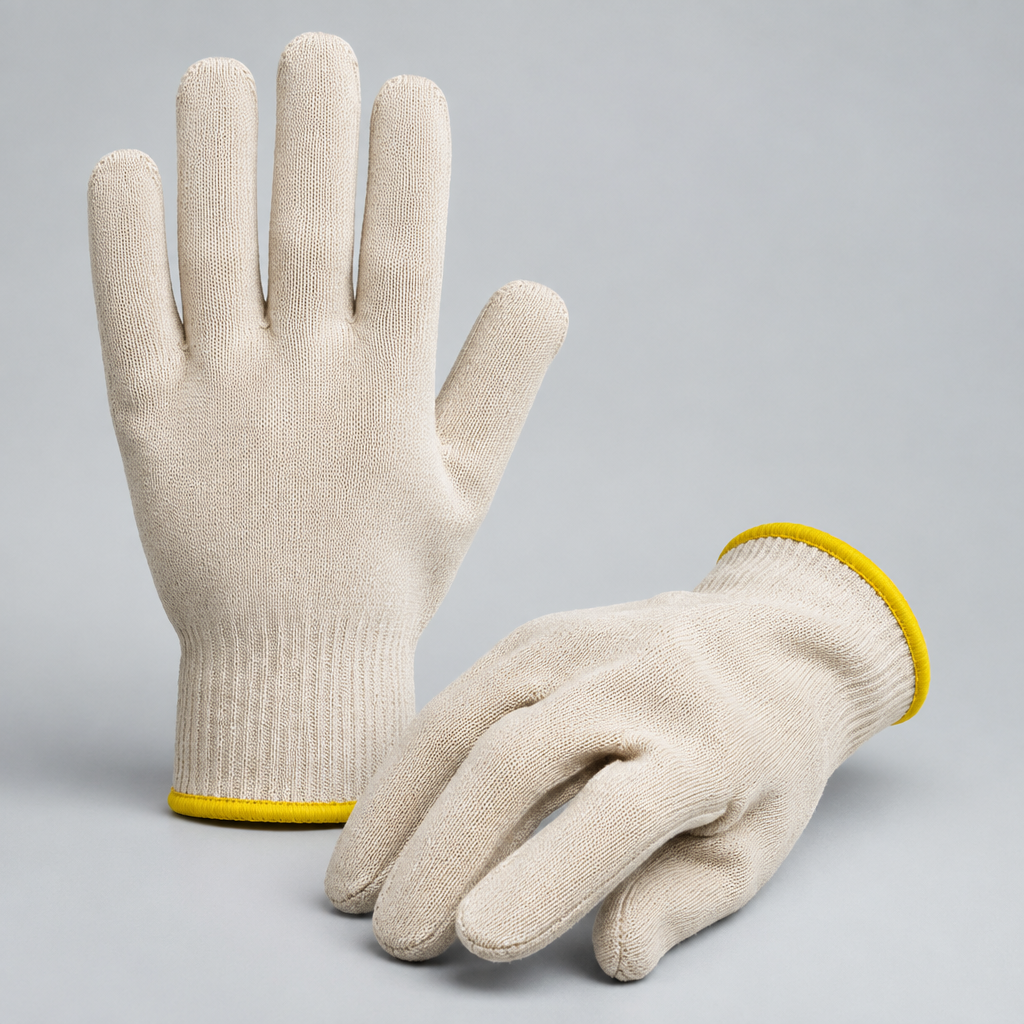 GUANTE JAPONES DE 75 GR BEIGE DE RIBETE AMARILLO MUJER PAR-4