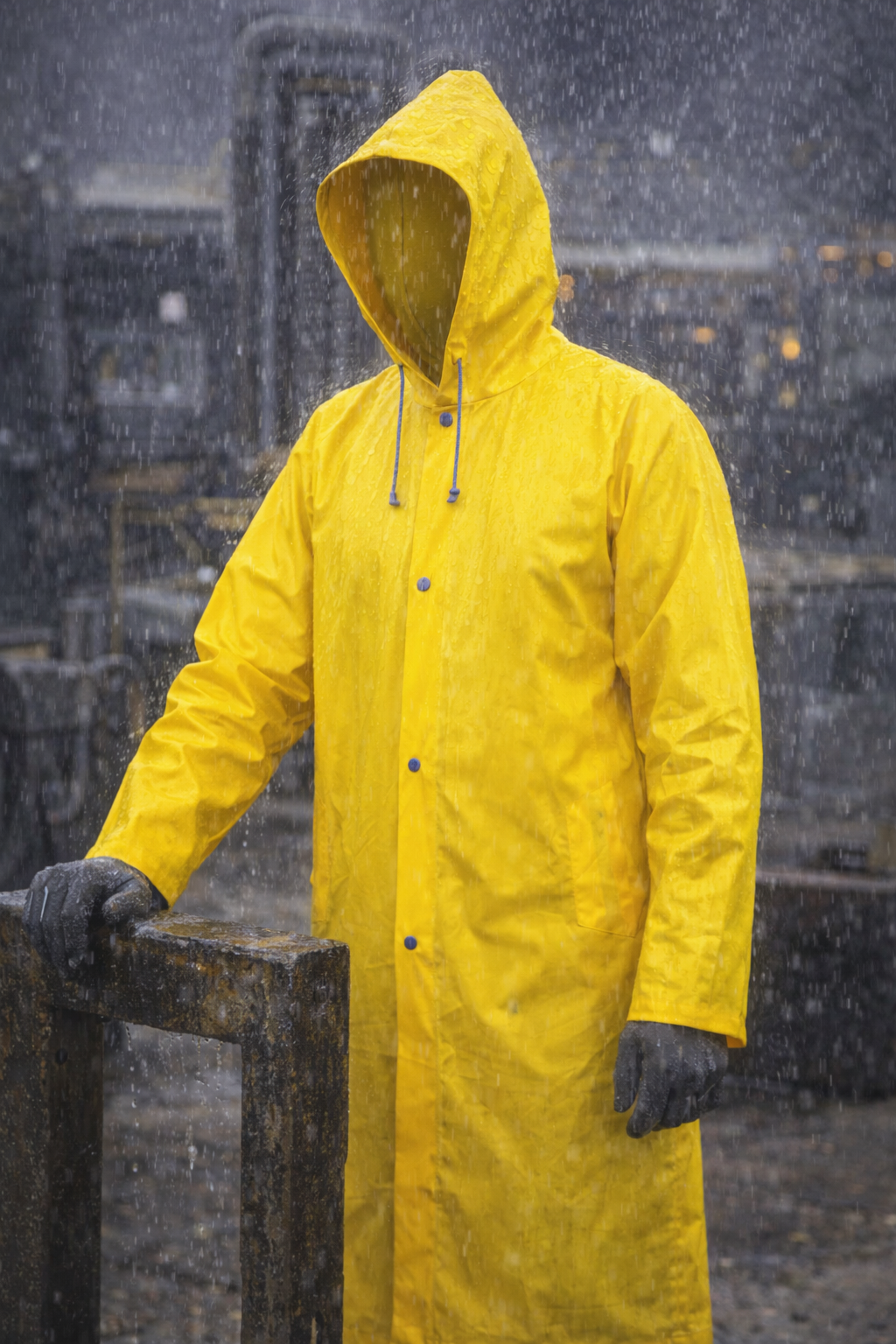 Gabardina Impermeable Larga DD-1220 Protección contra Lluvia Industrial con Capucha-3