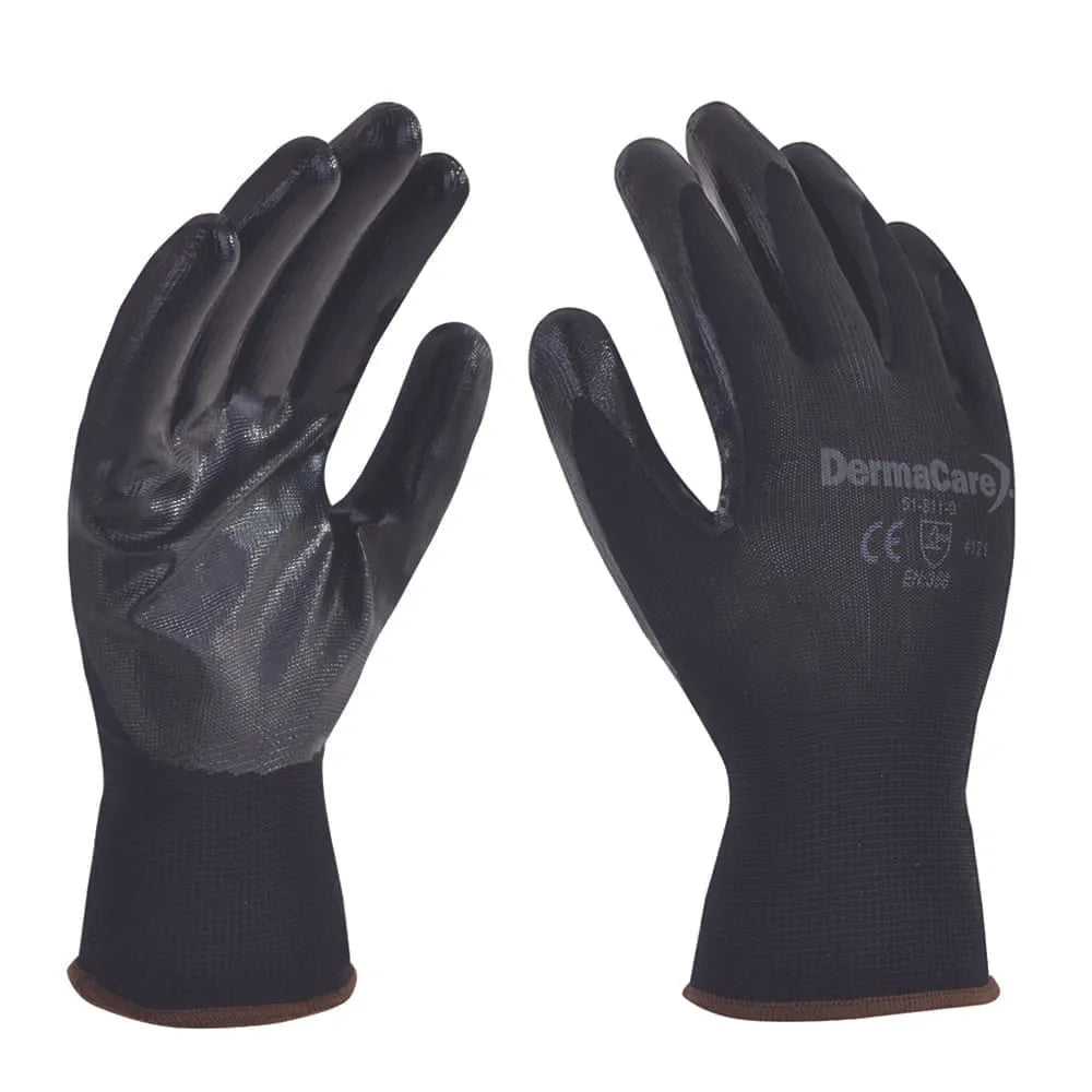 Guante de Nylon con Nitrilo en Palma 51-811 Derma Care Par-4